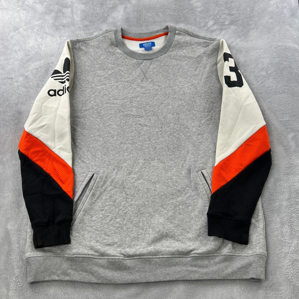 Adidas Originals Trefoil Colorblock Sweatshirt 2XL Gray Men Streetwear Pockets